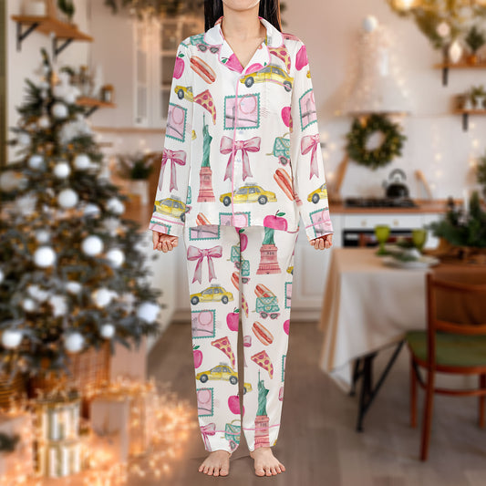 Paris Style Pajama Set – Cute City Print Pajamas | Cozy Pajama Gift Set, Family Pajamas for Women, Men, Kids & Youth, Holiday Sleepwear HPRPJMADL-28