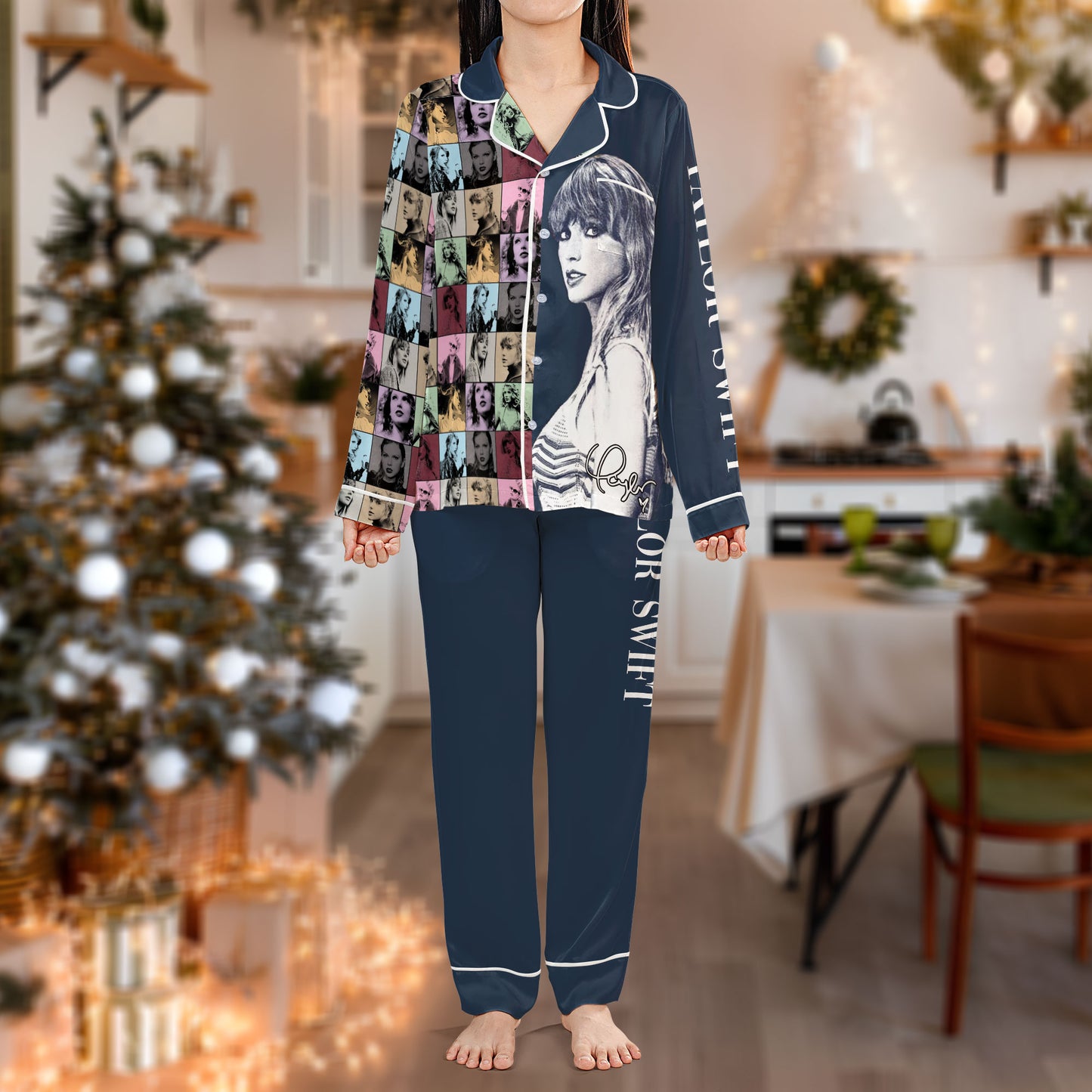 Pop Star Pajama Set – Retro Music Print Pajamas | Cozy Pajama Gift Set, Cute Pajamas for My Love, Family Pajamas for Women, Men, Kids & Youth HPRPJMADL-29