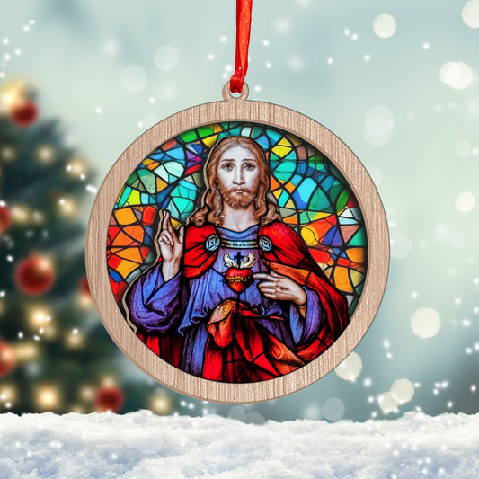 Jesus Glass Coloful Ornament Decoration, Christmas 2023 Ornament, Christmas Decoration, Holiday Gift Idea