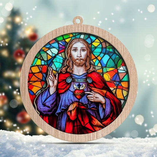 Jesus Glass Coloful Ornament Decoration, Christmas 2023 Ornament, Christmas Decoration, Holiday Gift Idea