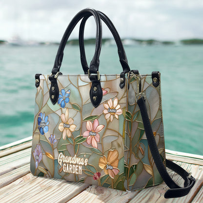 Grandma's Garden - Personalized Grandma Leather Handbag
