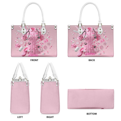 Nursing Is A Work Of Heart - Personalized Nurse Leather Handbag