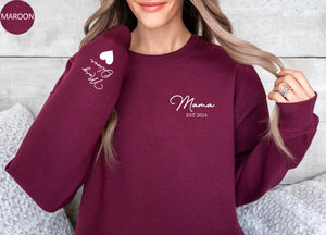 Custom Matching Dad and Mama Sweatshirt Matching Colors Mom and Dad Hoodie Personalized Mama Sweater With Kids Names Custom Dad Crewneck