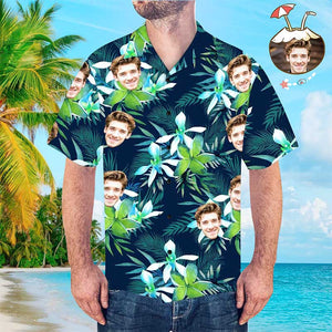 Black Friday Custom Hawaiian Shirt with Face Custom Dog Face Hawaiian Shirt Leaves Tropical Shirts for Christmas