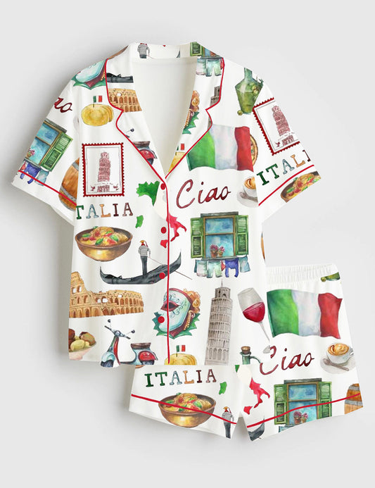 Women's Rome Italy Travel Jubilee Short Sleeve Satin Pajama Set
