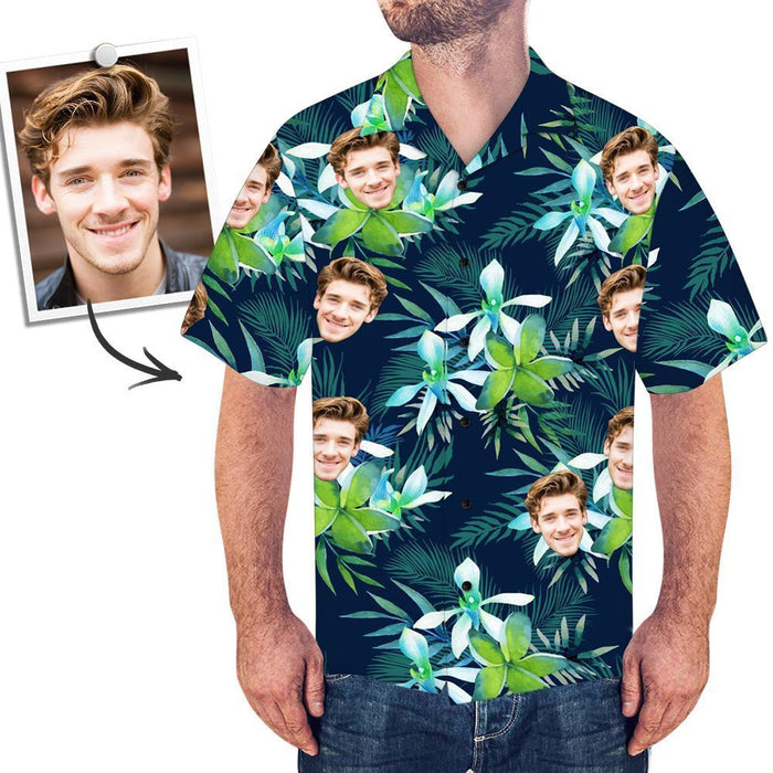 Black Friday Custom Hawaiian Shirt with Face Custom Dog Face Hawaiian Shirt Leaves Tropical Shirts for Christmas