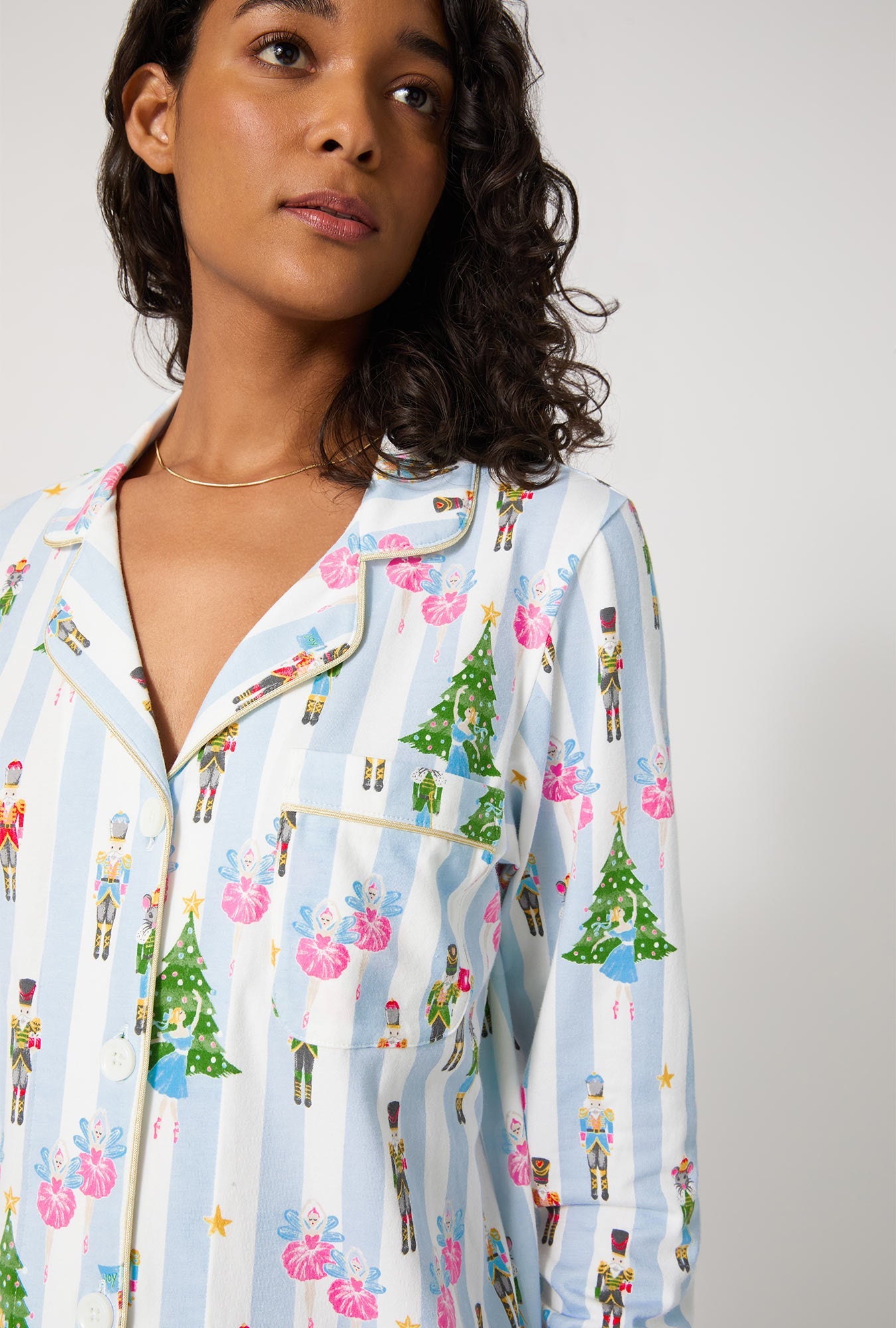 Sugarplum Stripe Long Sleeve Classic Stretch Jersey Pj Set