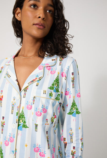 Sugarplum Stripe Long Sleeve Classic Stretch Jersey Pj Set
