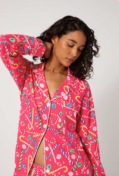 Peppermint Twist Long Sleeve Classic Stretch Jersey Shorty Pj Set