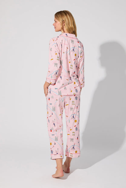 48 Hrs In Paris 3/4 Sleeve Classic Stretch Jersey Cropped PJ Set