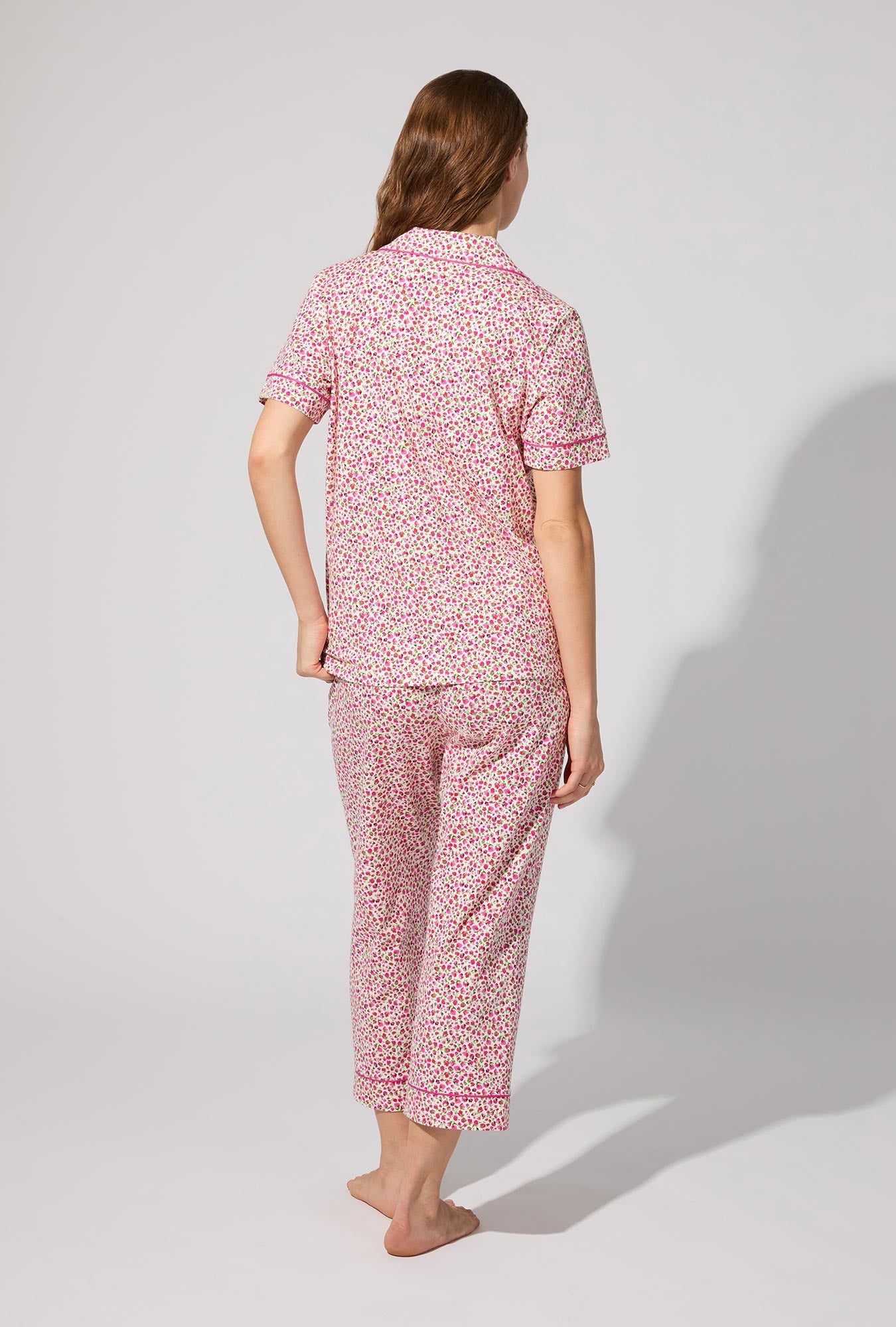 Lynn Short Sleeve Classic Stretch Jersey Cropped PJ Set