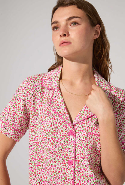 Lynn Short Sleeve Classic Stretch Jersey Cropped PJ Set