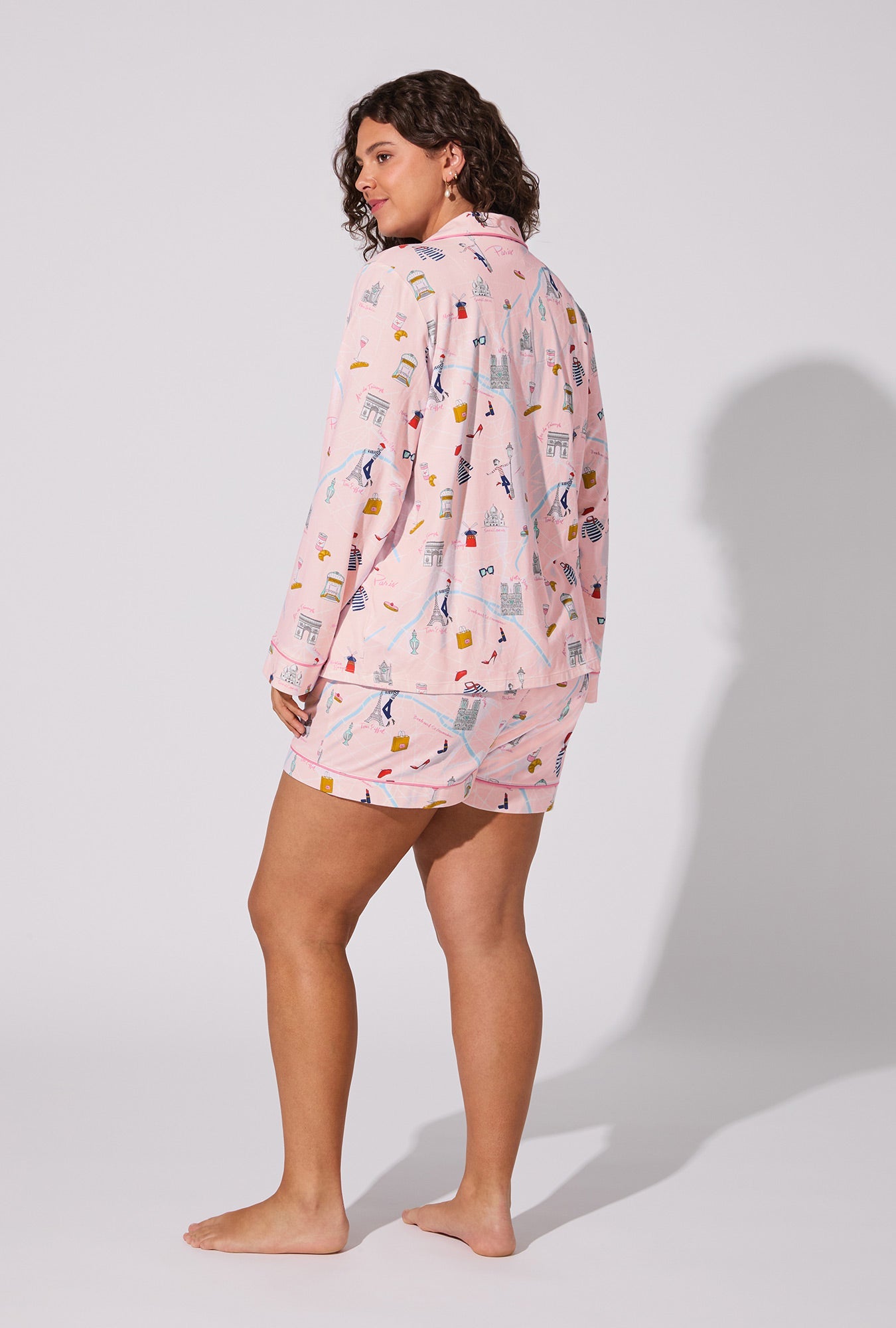 48 Hrs In Paris Long Sleeve Classic Stretch Jersey Short PJ Set