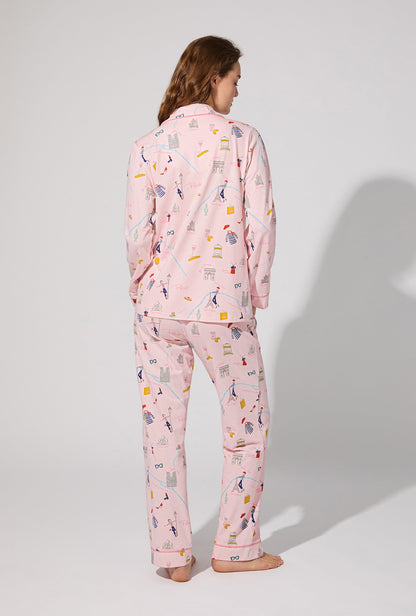 48 Hrs In Paris Long Sleeve Classic Stretch Jersey PJ Set