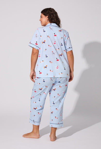 French Pups Short Sleeve Classic Stretch Jersey Cropped PJ Set