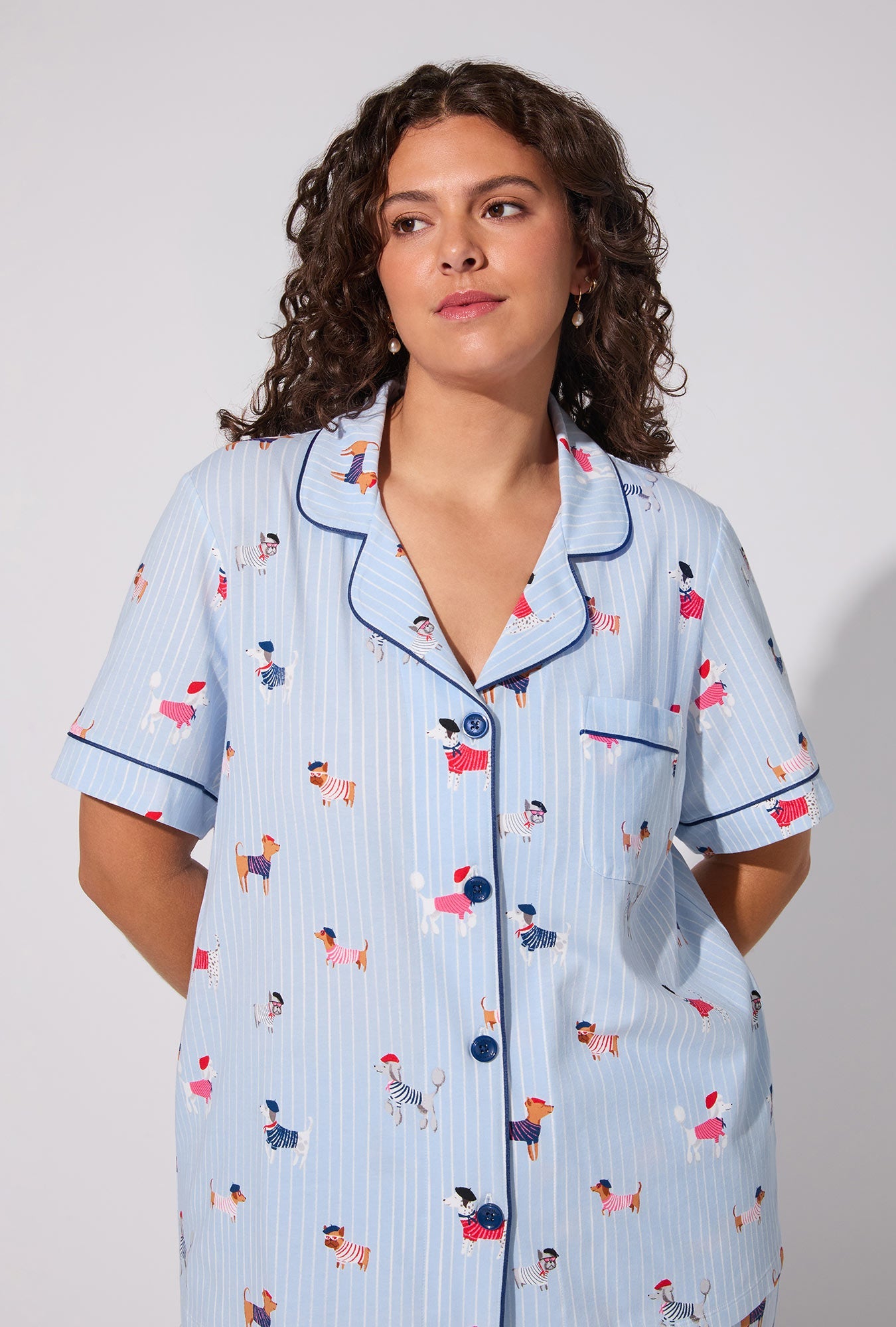 French Pups Short Sleeve Classic Stretch Jersey Cropped PJ Set