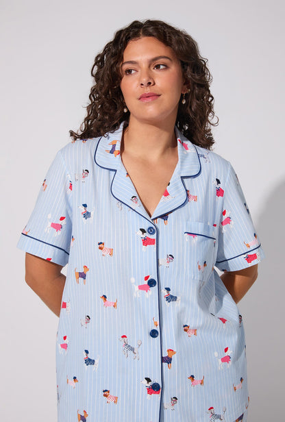 French Pups Short Sleeve Classic Stretch Jersey Cropped PJ Set