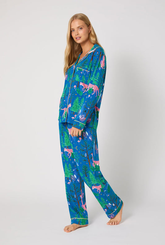 Midnight Forest Long Sleeve Classic Stretch Jersey Pj Set