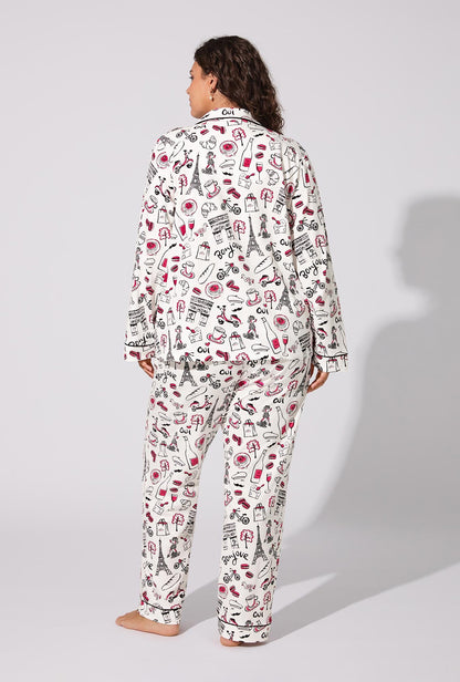 Bonjour Paris Long Sleeve Classic Stretch Jersey PJ Set