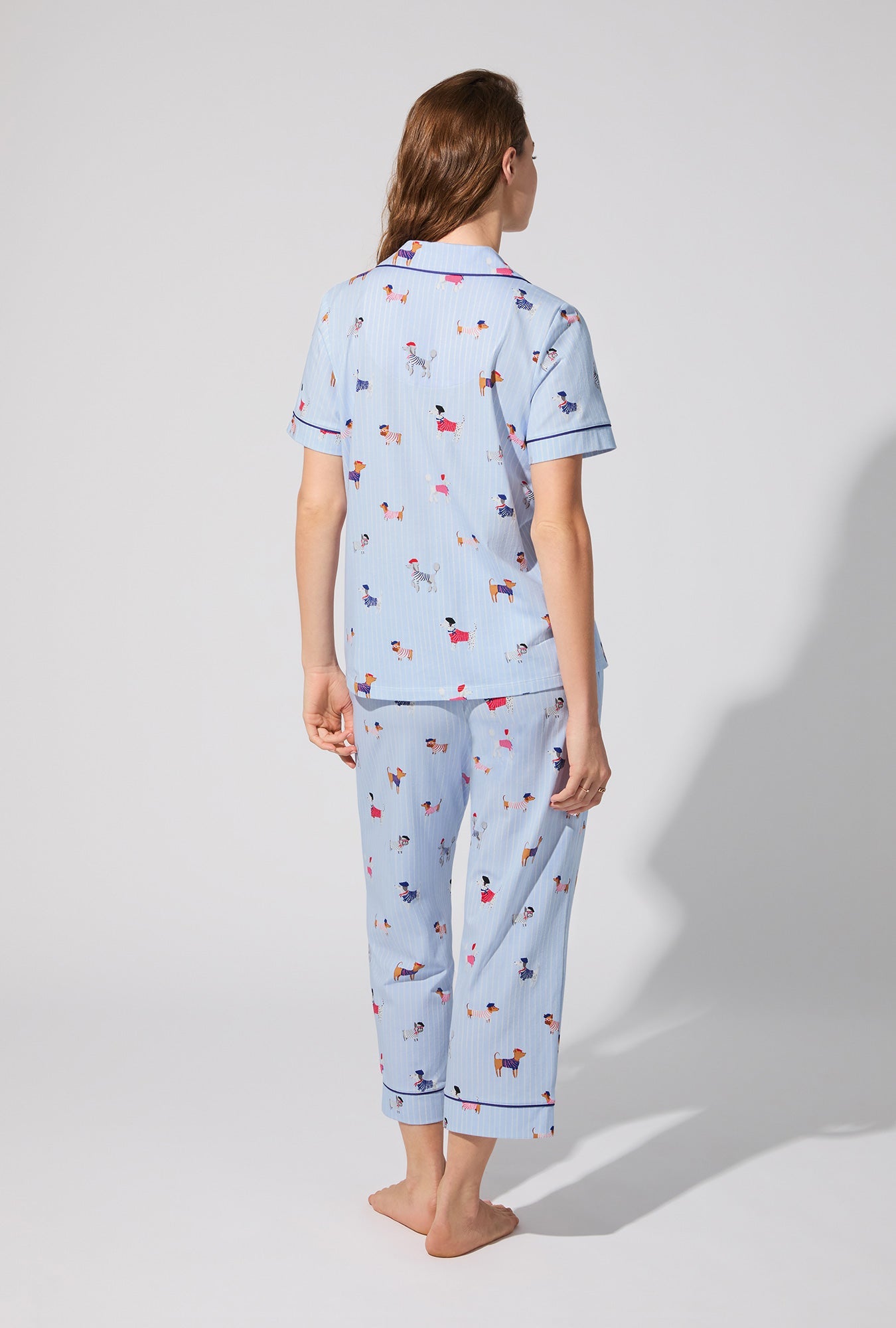French Pups Short Sleeve Classic Stretch Jersey Cropped PJ Set