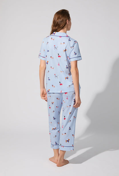 French Pups Short Sleeve Classic Stretch Jersey Cropped PJ Set