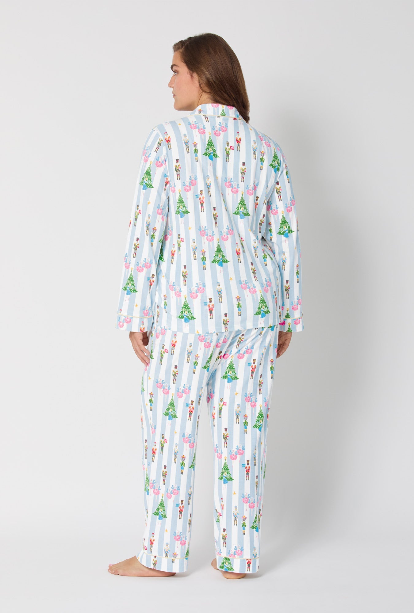 Sugarplum Stripe Long Sleeve Classic Stretch Jersey Pj Set