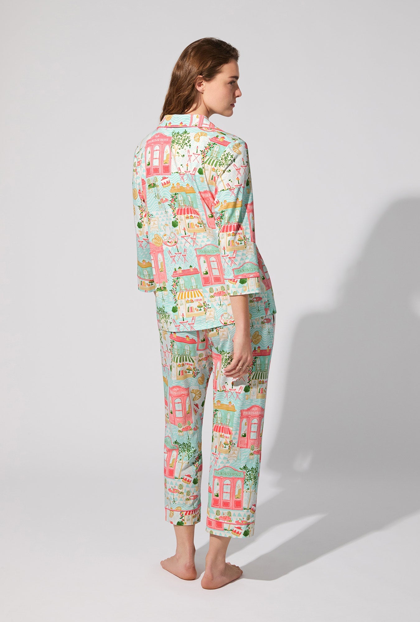 Parisian Delights 3/4 Sleeve Classic Stretch Jersey Cropped PJ Set