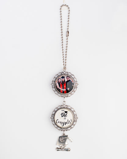 Wedding Photo Car Charm, Anniversary & Couple Photo Gift, Custom Rearview Mirror Access, Personalized Pet Memorial Rearview Charmory, Personalized Car Charm with Names or Quote.
