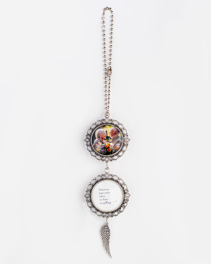 Wedding Photo Car Charm, Anniversary & Couple Photo Gift, Custom Rearview Mirror Access, Personalized Pet Memorial Rearview Charmory, Personalized Car Charm with Names or Quote.