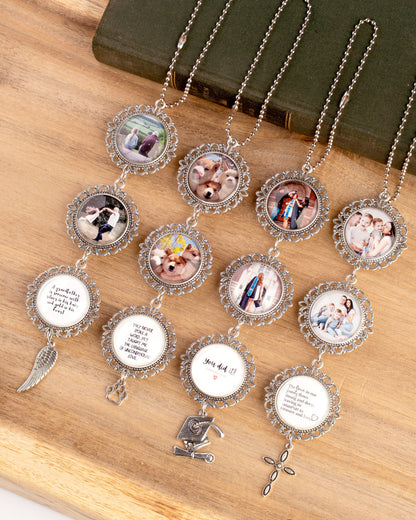 Wedding Photo Car Charm, Anniversary & Couple Photo Gift, Custom Rearview Mirror Access, Personalized Pet Memorial Rearview Charmory, Personalized Car Charm with Names or Quote.