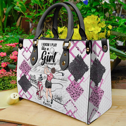 Golf Instruction - Golf gift for her, girlfriend, wife, daughter - Personalized Leather Handbag
