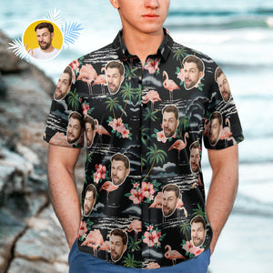 Custom Face Hawaiian Shirt Gifts for Men Flamingo Landscape