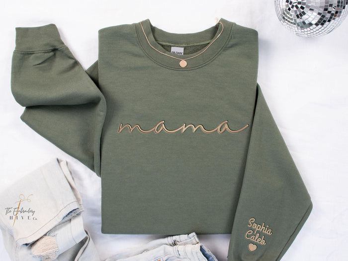 Embroidered Personalized Mama Sweatshirt, Mother's Day Gift, New Mom Gift, Minimalist Cool Mom Sweater, Women 124