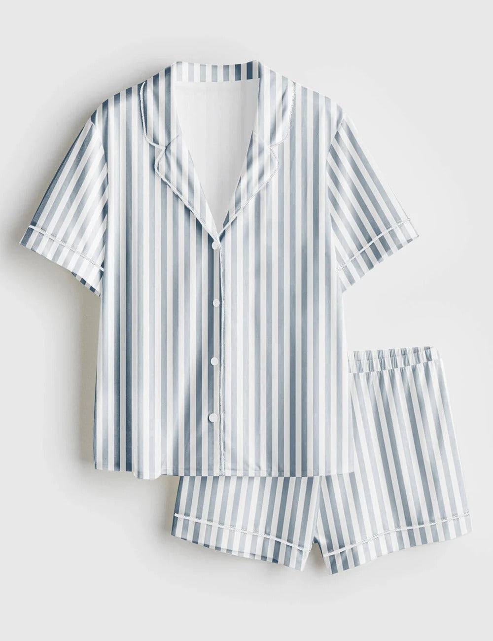 Women's Stripe Short Sleeve Satin Pajama Set