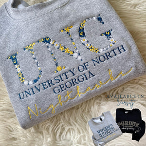 College Floral Letter Embroidered Sweatshirt | Embroidery Sorority Gift Greek Letter Sweatshirt | Family & Friend | SHIPS FROM USA!