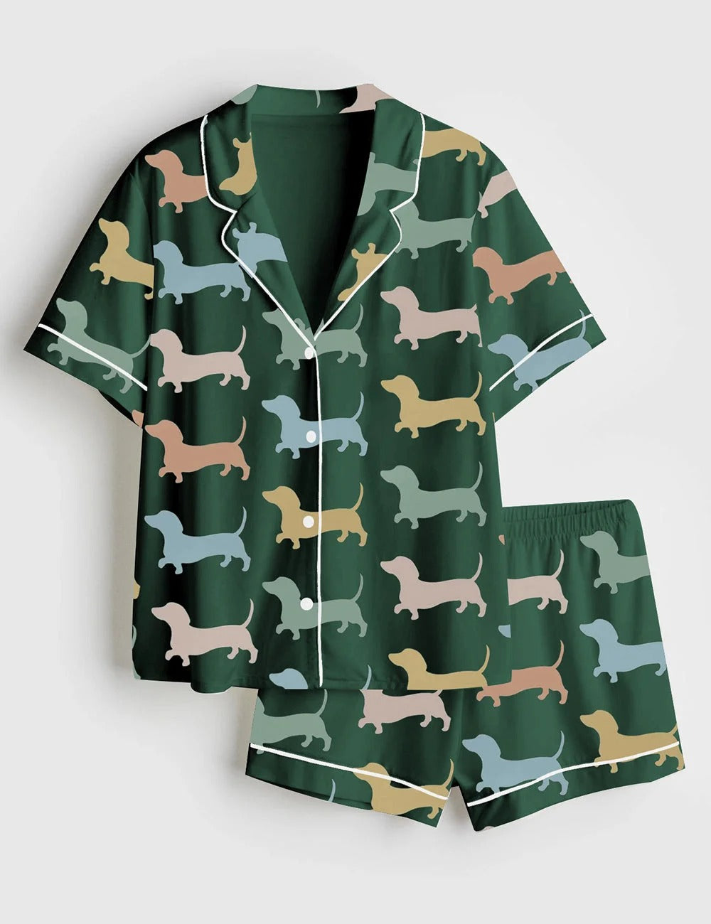 Women's Dachshund Cute Dog Short Sleeve Pajama Set
