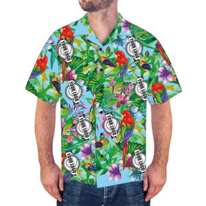 Business Logo Shirts, Custom Men's Hawaiian Shirt Colorful Parrot