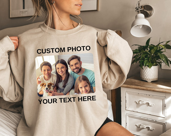 Custom Photo Sweatshirt with Your Text, Personalized Picture Hoodie,Perfect for Mother's Day,Custom Graphic Sweater,Custom Logo Sweatshirt