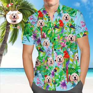 Custom Tropical Shirts with Face Custom Face Hawaiian Shirt Parrot