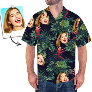 Custom Face Hawaiian Shirt All Over Print Leaves