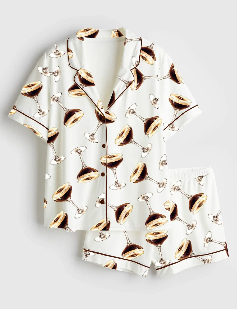 Women’s Tini Time Espresso Martini Short Sleeve Satin Pajama Set
