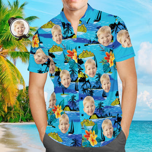 Custom Face Hawaiian Shirt Custom Tropical Shirts Men's All Over Print Hawaiian Shirt Father's Day Shirt Gift for Dad