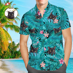 Custom Hawaiian Shirts Black Cat Personalized Aloha Beach Shirt For Men