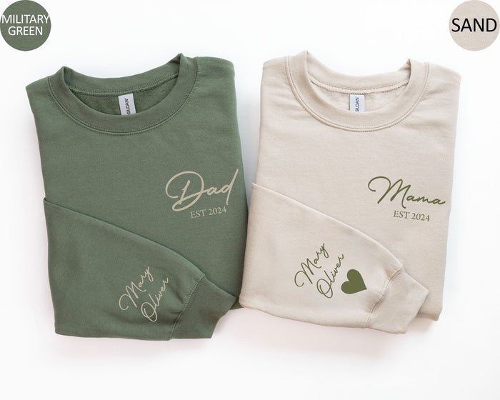 Custom Matching Dad and Mama Sweatshirt Matching Colors Mom and Dad Hoodie Personalized Mama Sweater With Kids Names Custom Dad Crewneck