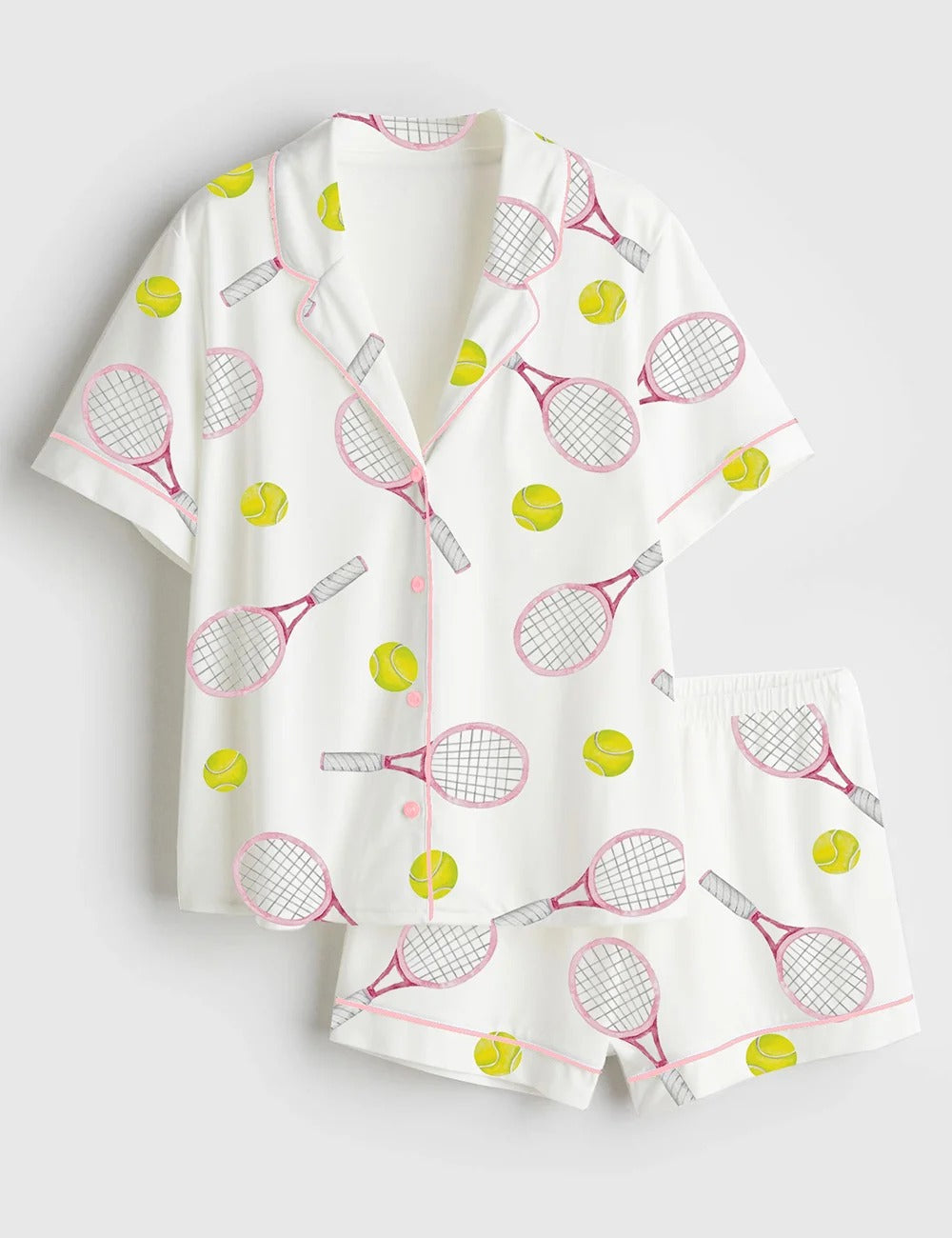Women’s Tennis Lover Short Sleeve Satin Pajama Set