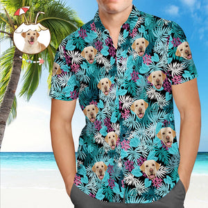 Custom Face Hawaiian Shirt Colorful Leaves Personaalized Hawaiian Shirts