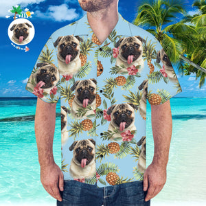 Custom Hawaiian Shirt with Husband Face Pineapple Pattern Hawaiian Shirt for Beach