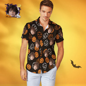 Men's Custom Face Hawaiian Shirt Funny Pumpkins Personalized Hawaiian Shirt