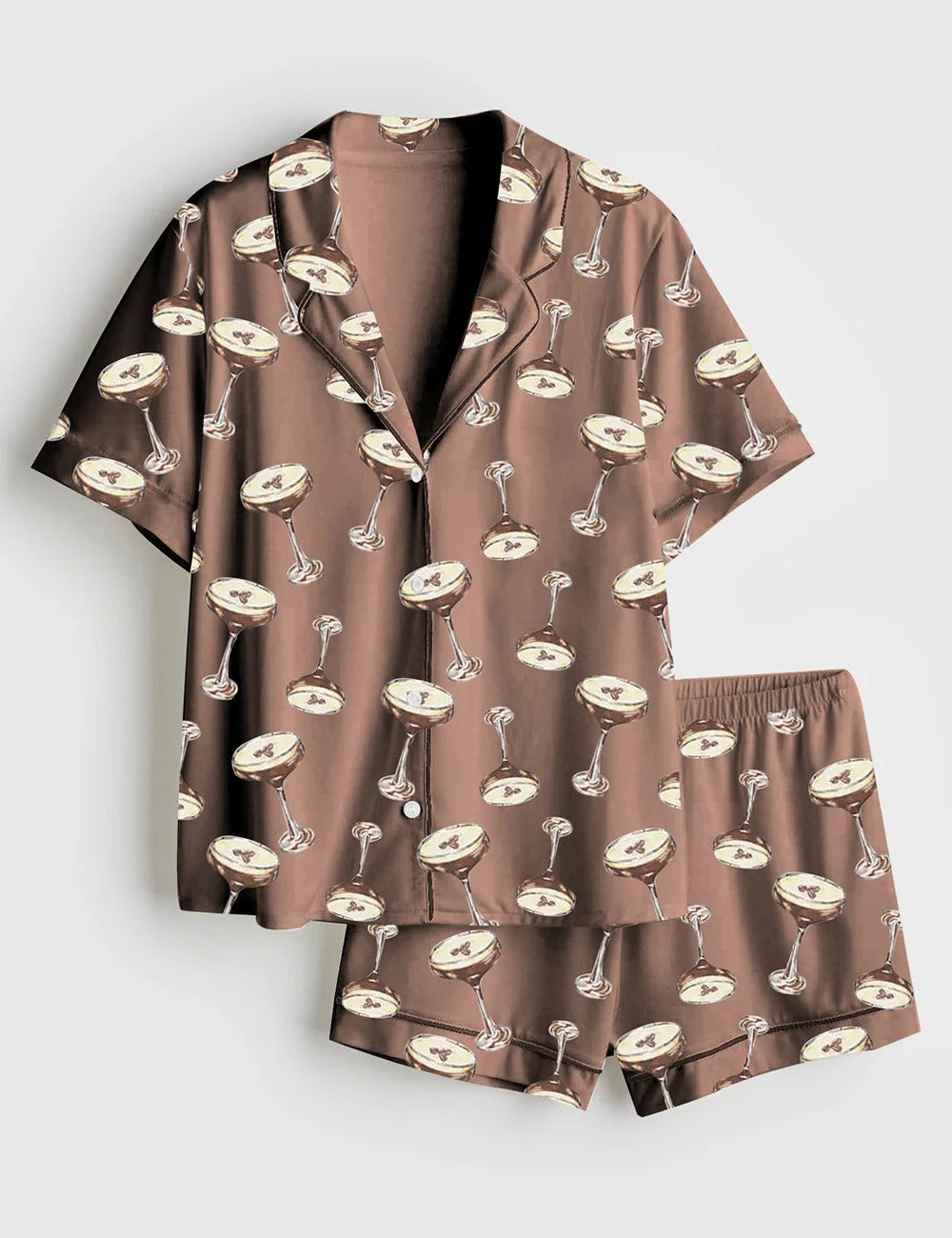 Women's Espresso Martini Wedding Drink Satin Pajama Set