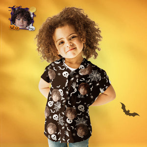 Kid's Custom Face Funny Halloween Print Personalized Halloween Hawaiian Shirt